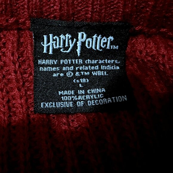 Harry Potter GRYFF QUIDDITCH SWEATER Sz L Gryffindor Color Block Cranberry Gold - Picture 4 of 4